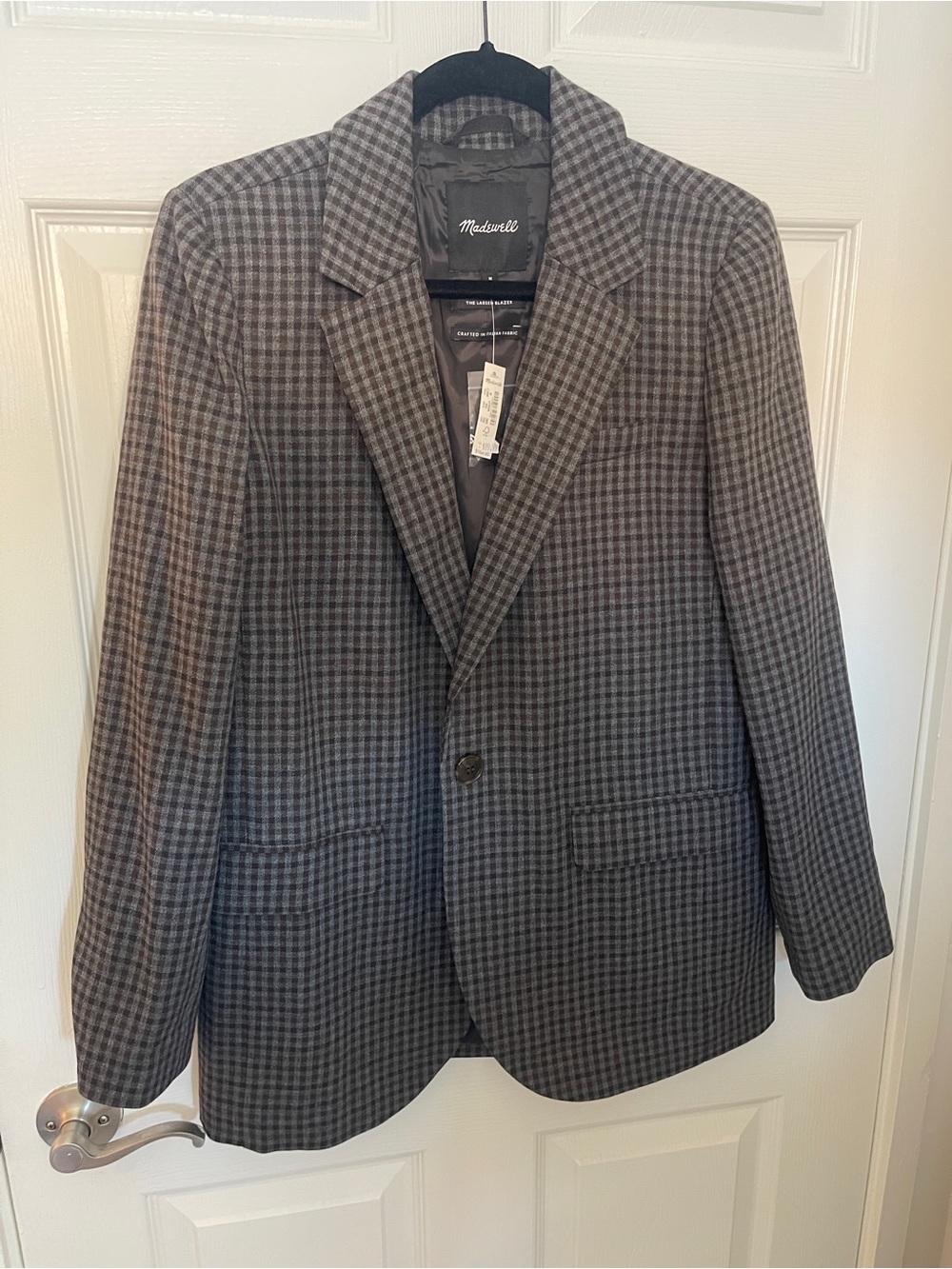 Madewell Gray Houndstooth Blazer